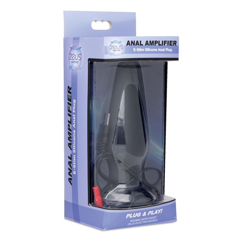 Zeus Anal Amplifier Silicone Estim Plug Black