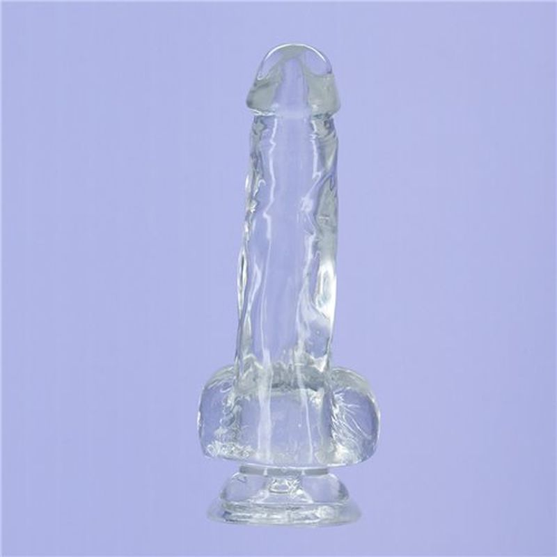 Addiction Crystal Dildo W Balls 8In Clear