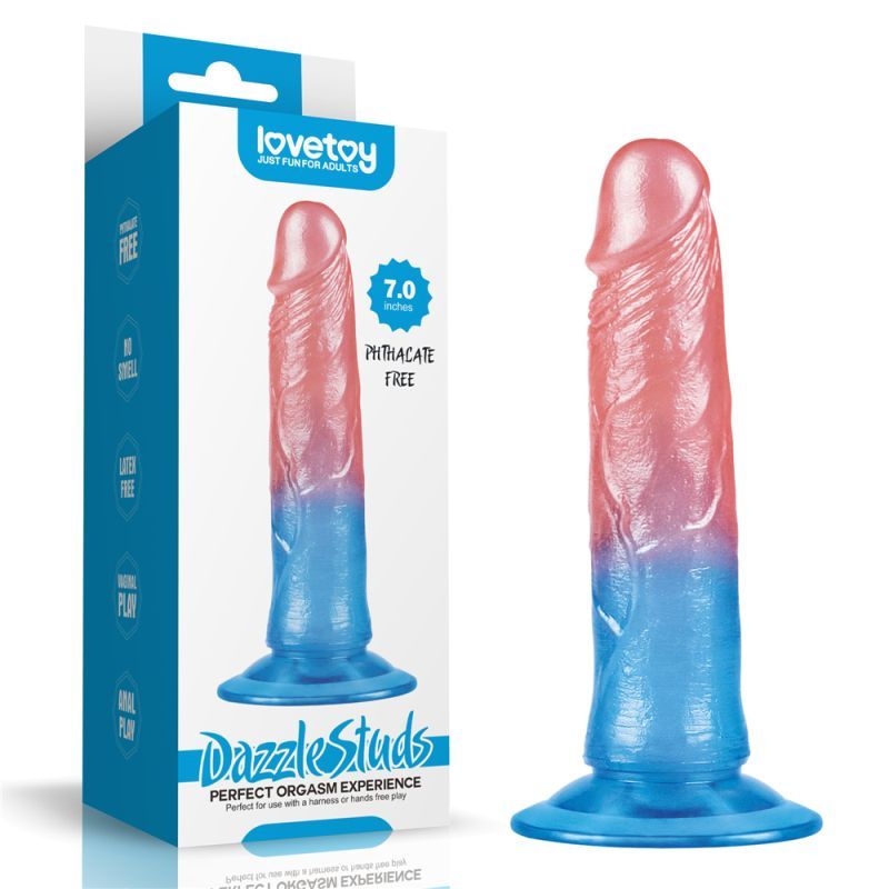 Lovetoy Dazzle Studs Dildo 7In Pink/Blue
