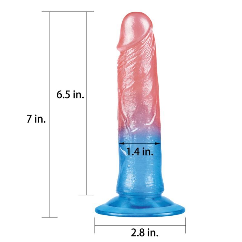 Lovetoy Dazzle Studs Dildo 7In Pink/Blue