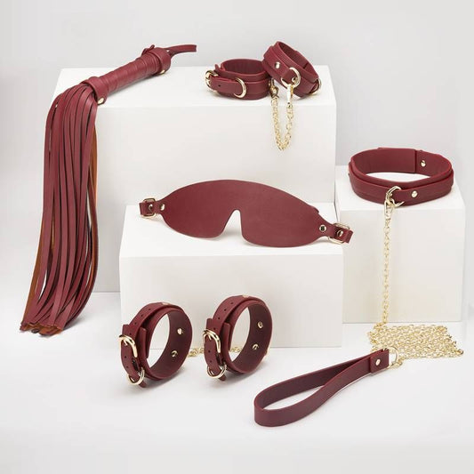 Daytona 8 Pc Deluxe Bondage Play Kit Burgundy Gold