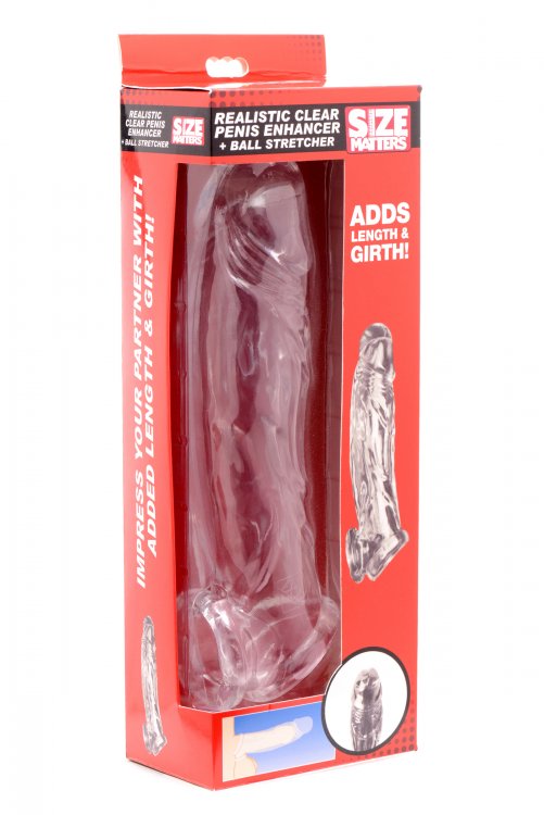 Size Matters Realistic Clear Penis Enhancer And Ball Stretcher
