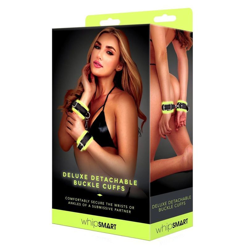 Whipsmart Glow In The Dark Deluxe Buckle Cuffs Black