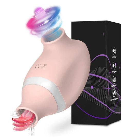 2 In 1 Clit Stimulator Sucking Licking Vibrator for Women - Skin