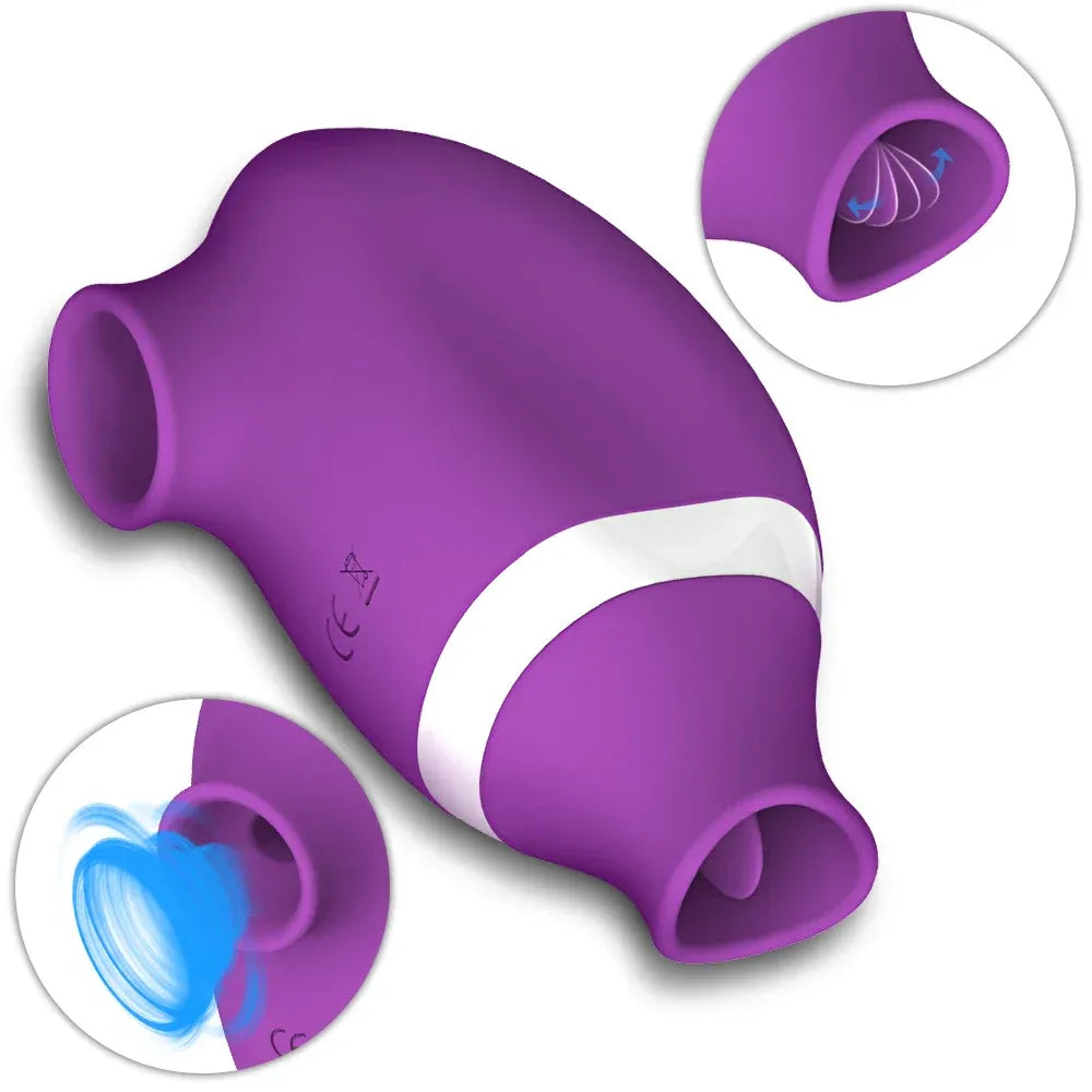 2 In 1 Clit Stimulator Sucking Licking Vibrator for Women - Skin