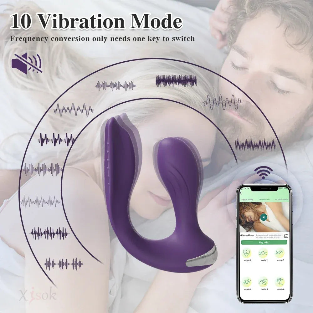 App Control Dual Ended Vibrator for Women Clit Anal Stimulation Couples - Red