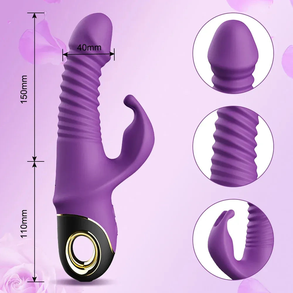 Rabbit Vibrator Automatic Telescopic G Spot Stimulator for Women Masturbation - Purple
