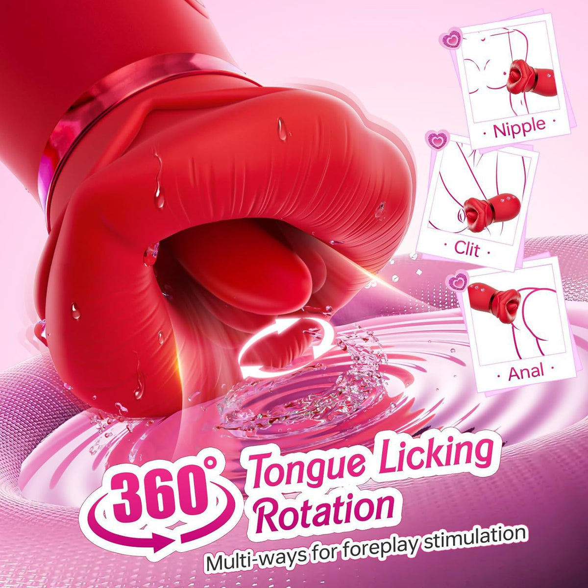 Red Lips Vibrating Stimulator - Dual-Action Suction & Licking Massager for Women