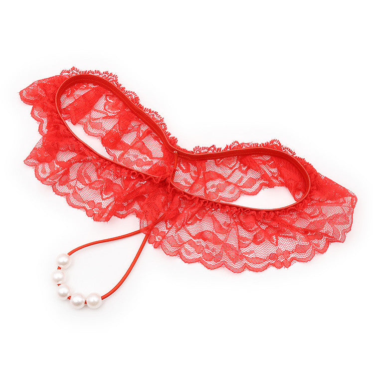 7-Piece Lace & Feather Playful Lingerie Accessory Set - Cuffs, G-String, Tickler &Nipple stickers(red)