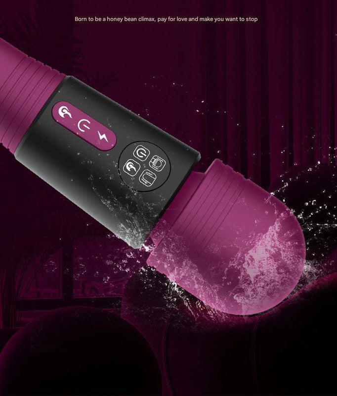 (Purple) Powerful Dual Stimulation Wand Vibrator - Heated Tip, Multi-Mode, LCD Display