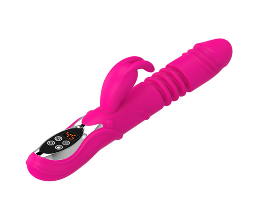(Rose red)Ultimate G-Spot & Clitoral Rabbit Vibrator - Telescopic, Heated, Rotating