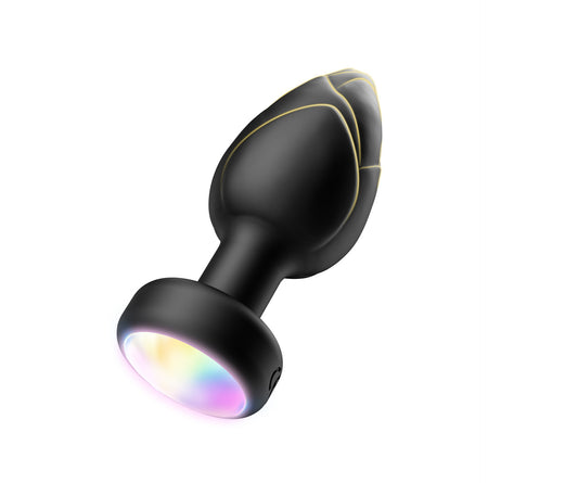 Black Luminous LED Vibrating Anal Plug with Wireless Remote - 10 Speeds, 7 Light Modes, Waterproof Silicone