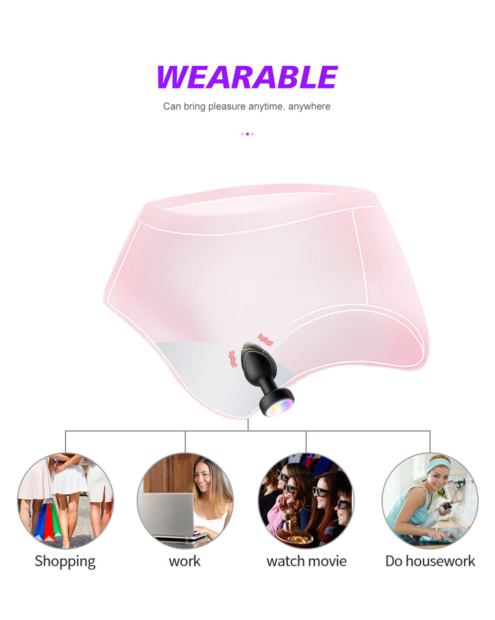 Red Luminous LED Vibrating Anal Plug with Wireless Remote - 10 Speeds, 7 Light Modes, Waterproof Silicone