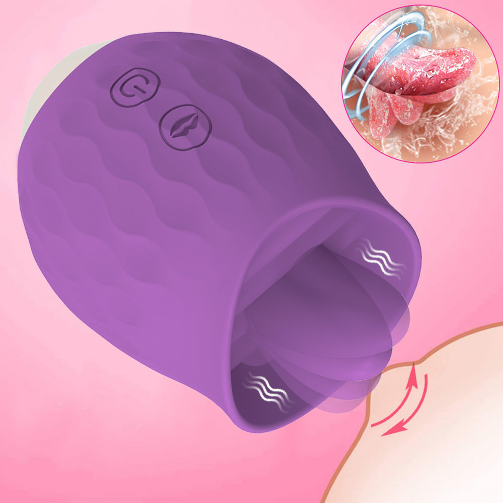 Purple Sensual Rosebud Flickering Tongue Vibrator - 10 Speed Clitoral & G-Spot Stimulator, USB Magnetic Charging