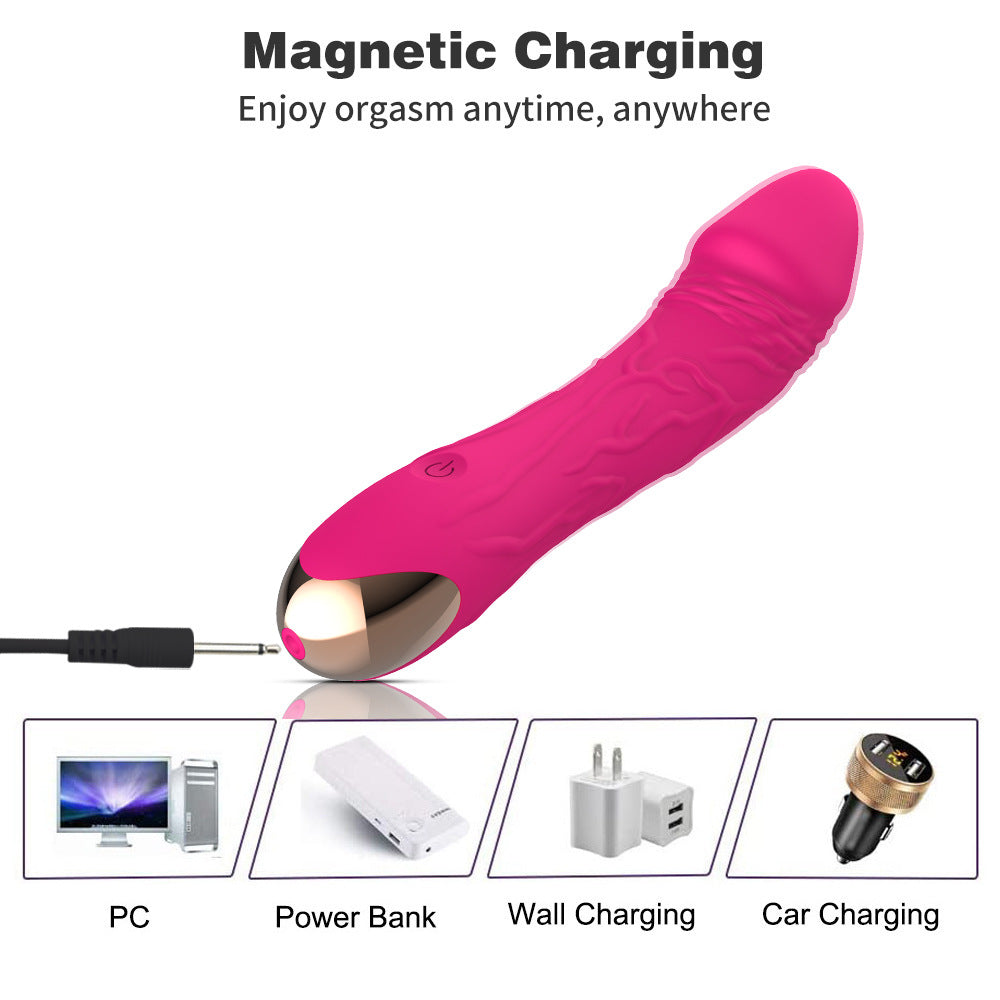 Purple Intense Pleasure G-Spot Vibrator - 20 Speed Rechargeable Silicone Wand with Magnetic Charging