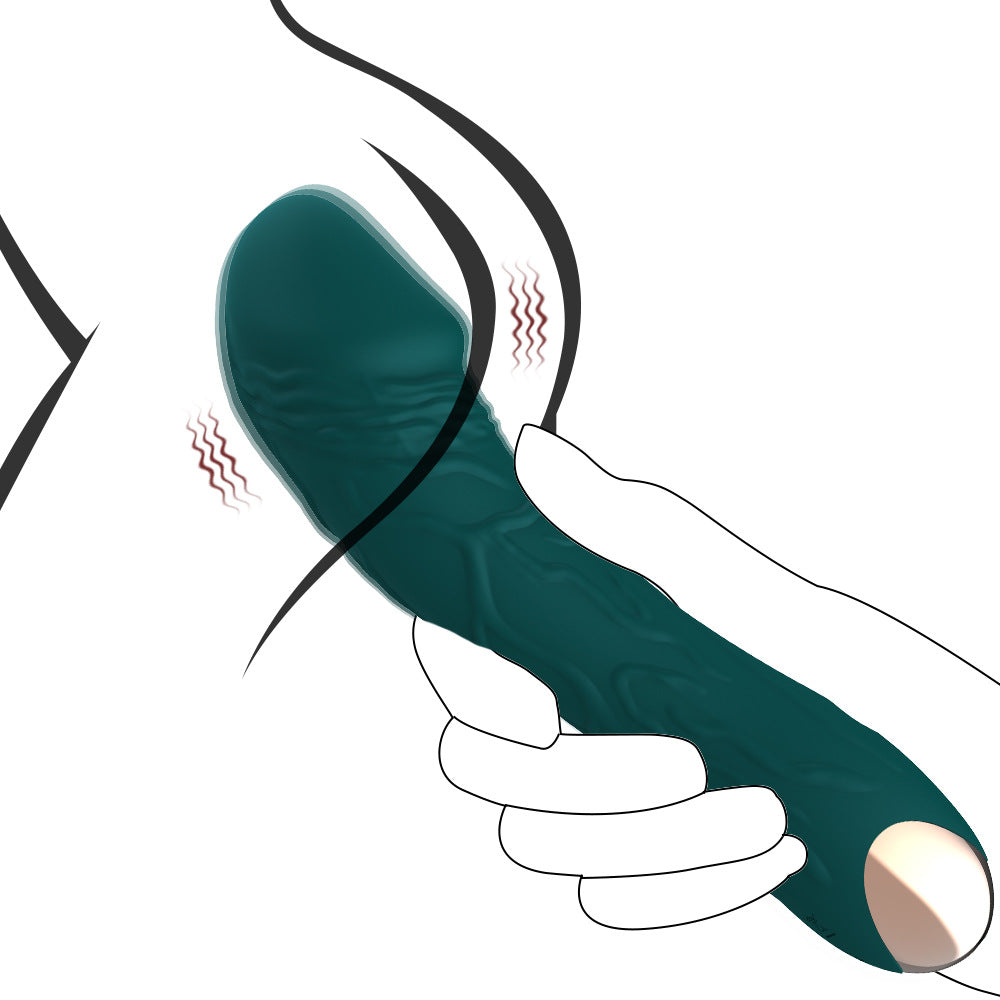 Dark Green Intense Pleasure G-Spot Vibrator - 20 Speed Rechargeable Silicone Wand with Magnetic Charging