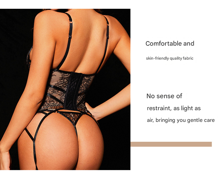 M Black Angel Luxe Sheer Lace Lingerie Set - Ultra-Thin Sexy European-Style Set
