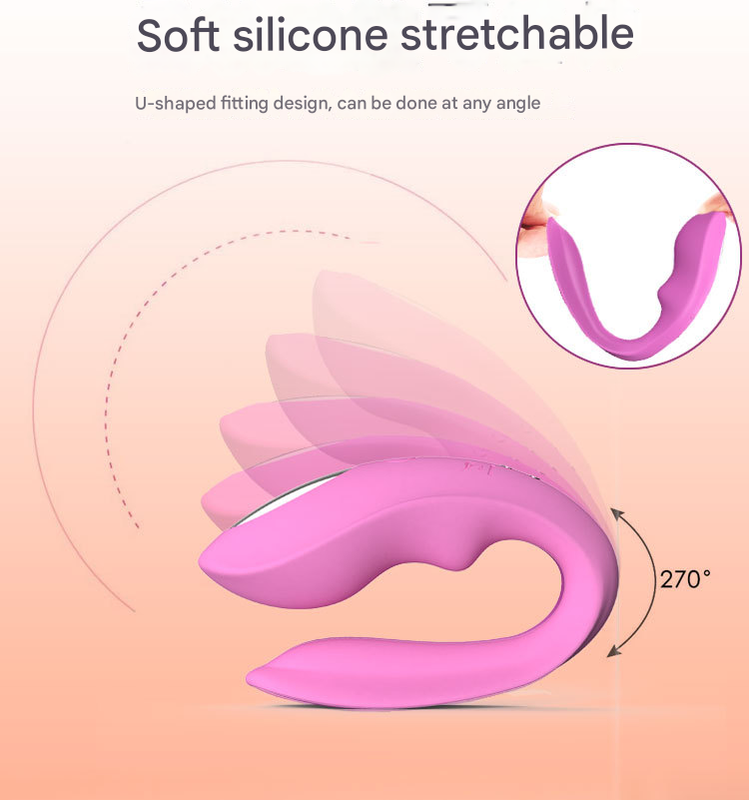 Red BlissLink U-Shaped Wearable Couple's Vibrator with Remote - 12 Modes for Shared Intimacy & Solo Fun