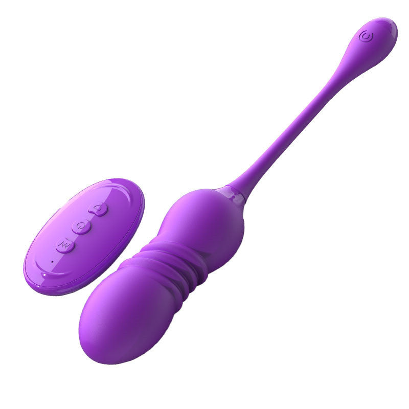 Purple  ThrustWave Remote Control Vibrating & Telescopic Pleasure Egg - 12 Vibe & 3 Thrust Modes, Wearable Fun