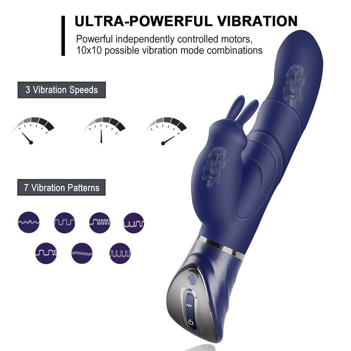 Purple Dual-Action Rabbit Vibrator - Female Pleasure Toy (USB Rechargeable)
